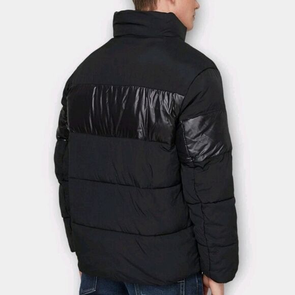 Tommy Hilfiger Men's Black Puffer Jacket Size S Tonal Color Block Warm Winter - Picture 3 of 16